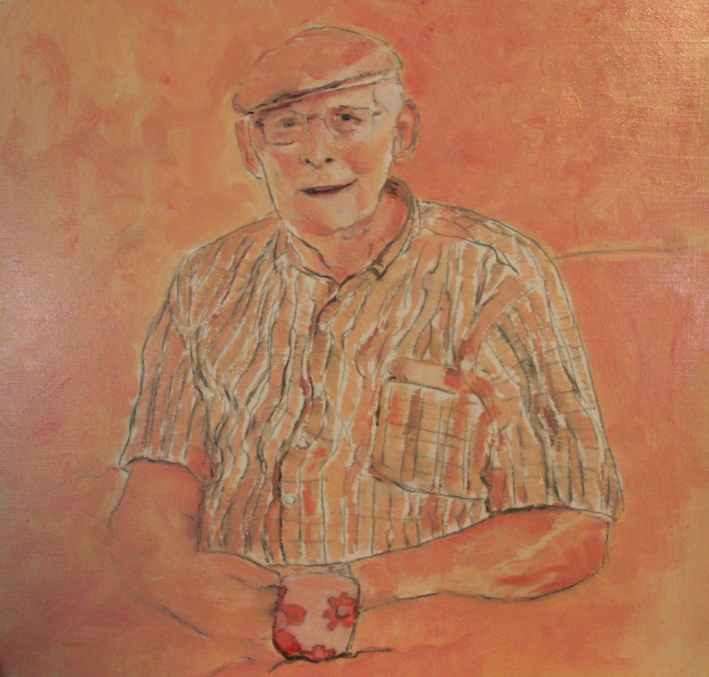 Portret in acryl, geschilderd door JWH
