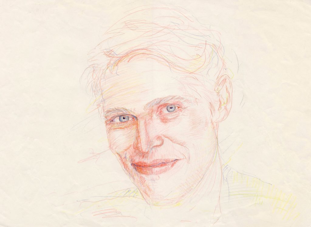 Portret acteur Willem Dafoe • kleurpotlood op papier door JWH